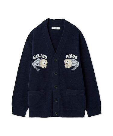 【HOMME】sleeping cat ジャガードカーディガン