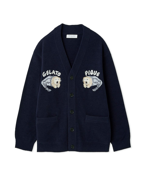 【HOMME】sleeping cat ジャガードカーディガン