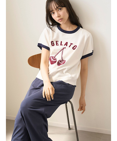 エアリーモコモチーフジャガードリンガープルオーバー