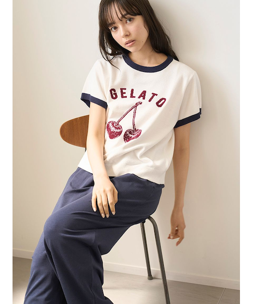 エアリーモコモチーフジャガードリンガープルオーバー