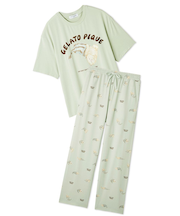 【ONLINE限定】【HOMME】sleeping cat ワンポイントTシャツ＆総柄ロングパンツセット