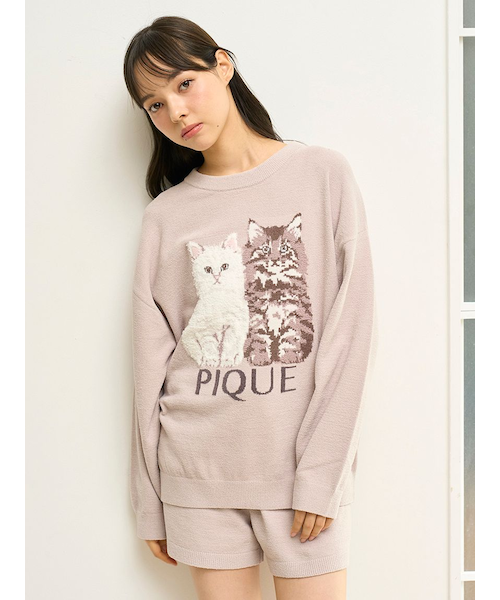 gelatopique ジェラピケ CAT ジャガードプルオーバー ピンク Amazon | ジェラートピケ レディース ベビモコCATジャガードプル