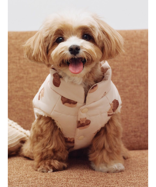 ジェラートピケ ベア柄中綿ベスト L ジェラートピケ 中綿ベスト L