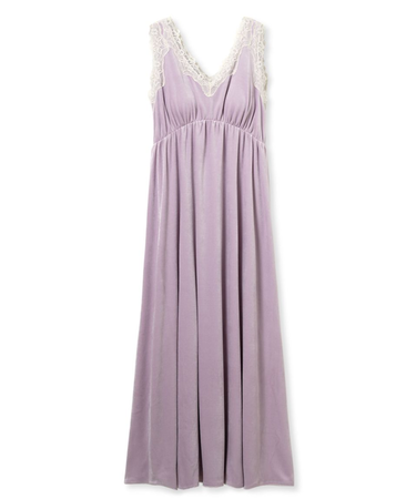 【MUCHA】ベロア×レースカップインワンピース