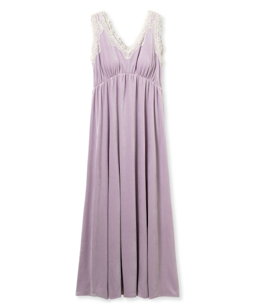 【MUCHA】ベロア×レースカップインワンピース