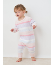 【BABY】ベビモコカラフルボーダーロンパース