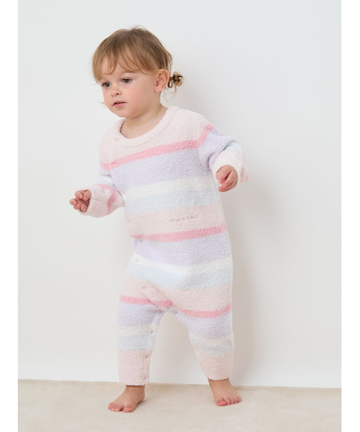 【BABY】ベビモコカラフルボーダーロンパース