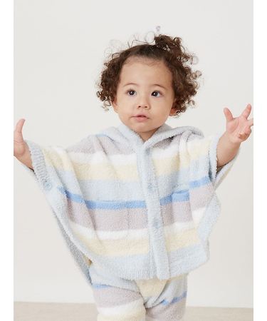 【BABY】ベビモコカラフルボーダーポンチョ