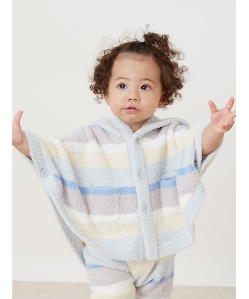【BABY】ベビモコカラフルボーダーポンチョ