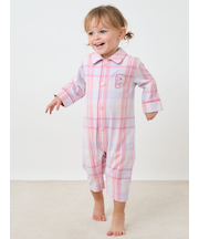 【BABY】チェック柄シャツロンパース