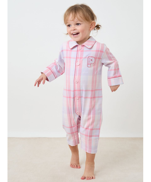 【BABY】チェック柄シャツロンパース