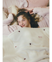 【Sleep】ハートロゴちび刺繍 毛布