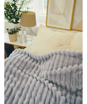 【Sleep】もこもこストライプ 毛布