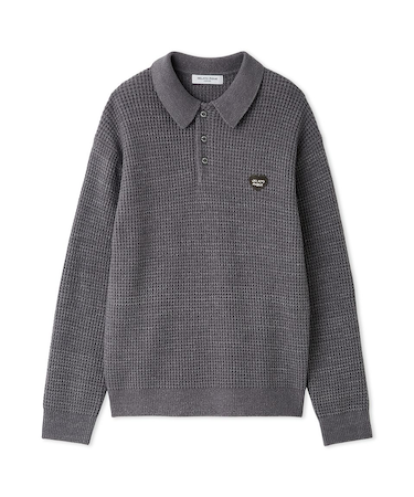 【HOMME】ワッフルニットシャツ