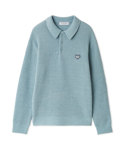 【HOMME】ワッフルニットシャツ