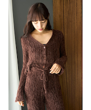 フェザー柄編みカーディガン