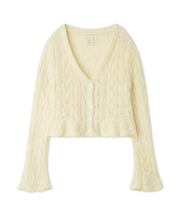 フェザー柄編みカーディガン