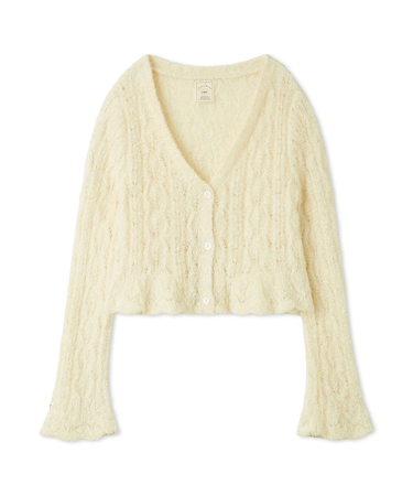 フェザー柄編みカーディガン