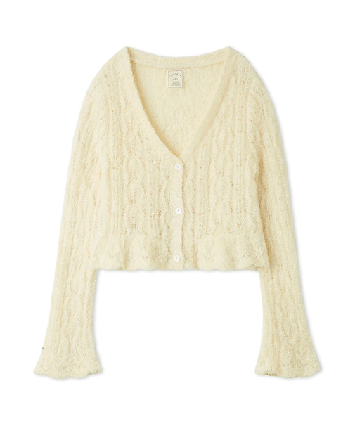 フェザー柄編みカーディガン