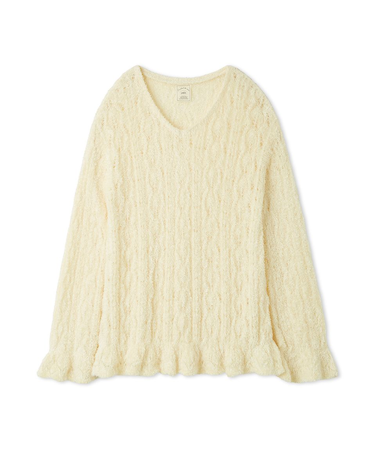 フェザー柄編みプルオーバー