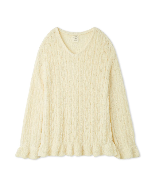 フェザー柄編みプルオーバー