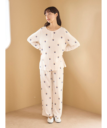 モチーフ3柄ワッフルロングパンツ