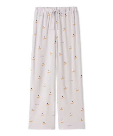 モチーフ3柄ワッフルロングパンツ