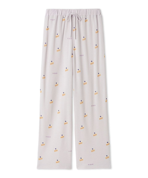 モチーフ3柄ワッフルロングパンツ