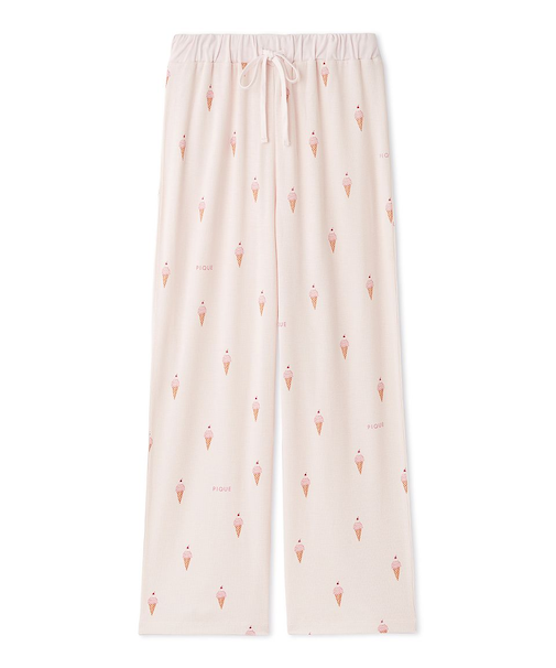 モチーフ3柄ワッフルロングパンツ