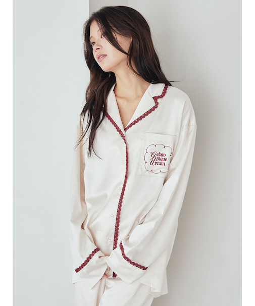 レースサテンシャツ