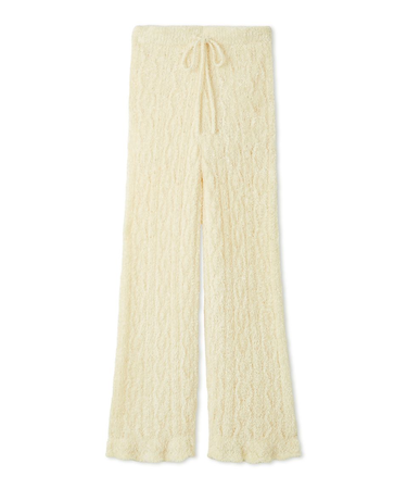 フェザー柄編みロングパンツ