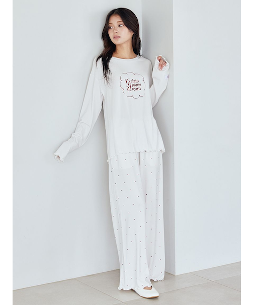 ドット柄ロングパンツ