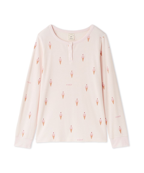 モチーフ3柄ワッフルロンT