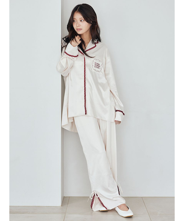 レースサテンロングパンツ