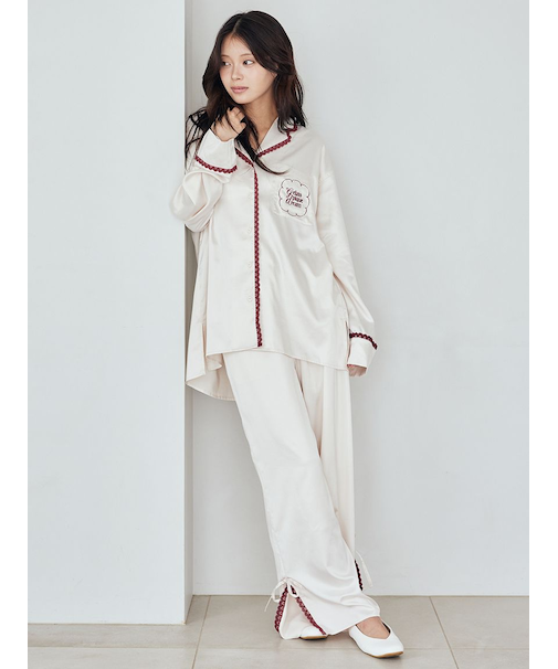 レースサテンロングパンツ