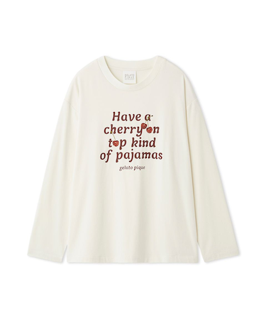 【UNISEX】チェリー柄ワンポイントロンT