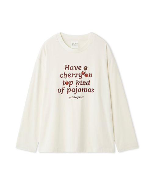 【UNISEX】チェリー柄ワンポイントロンT