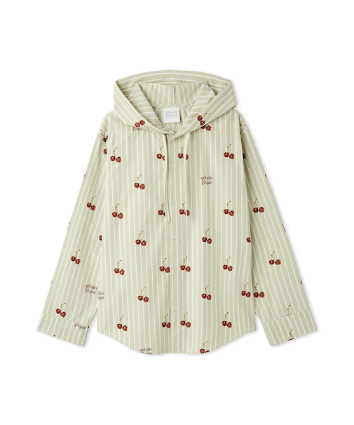 【UNISEX】チェリー柄シャツパーカ