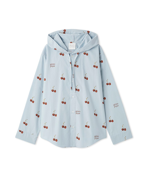 【UNISEX】チェリー柄シャツパーカ