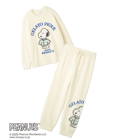【PEANUTS】【ONLINE限定】【HOMME】オリジナルアート ジャガードプルオーバー＆ロングパンツセット