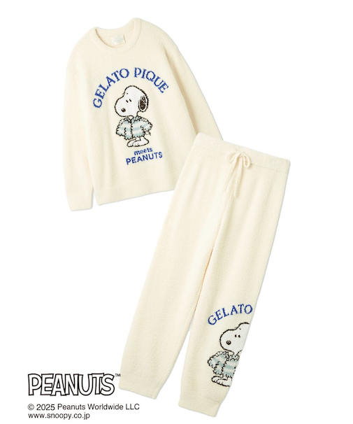 【PEANUTS】【ONLINE限定】【HOMME】オリジナルアート ジャガードプルオーバー＆ロングパンツセット