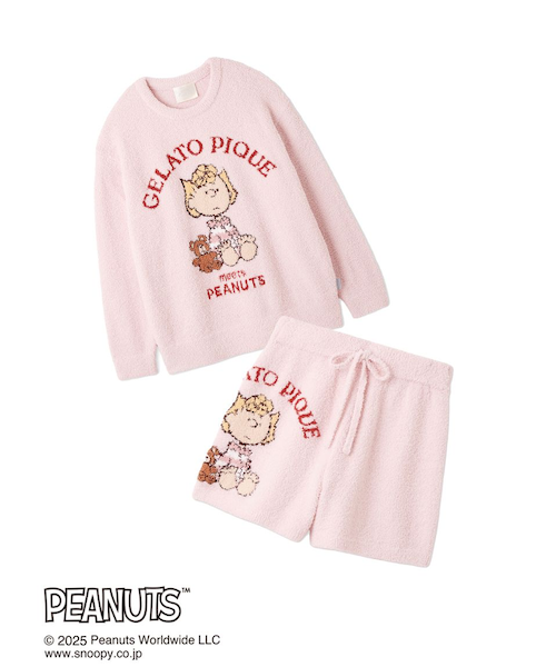 ジェラートピケ PEANUTSジャガードプ ルオーバー&ショートパンツスヌーピー PEANUTS】【ONLINE限定】オリジナルアート ジャガードプルオーバー