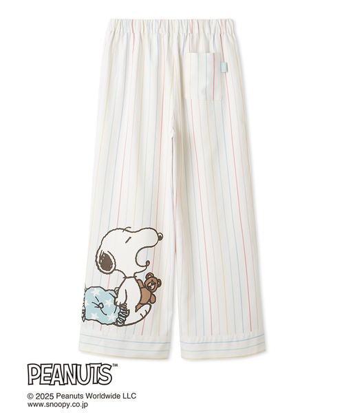 ジェラートピケ PEANUTS スヌーピー ストライプネルロングパンツ PEANUTS】オリジナルアート レインボーストライプネルロングパンツ