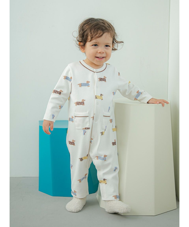 【BABY】ダックスフンド柄ロンパース