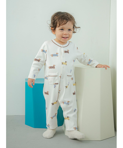 【BABY】ダックスフンド柄ロンパース