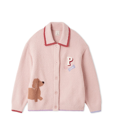 ベビモコダックスフンドジャガードカーディガン