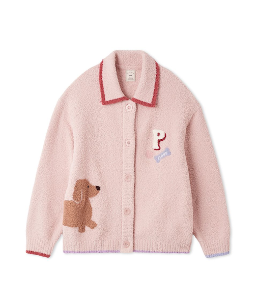 ベビモコダックスフンドジャガードカーディガン