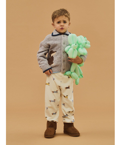 【KIDS】ダックスフンド柄ロングパンツ