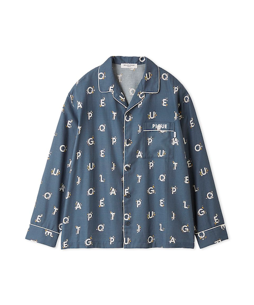 【HOMME】スターロゴ総柄プリントシャツ