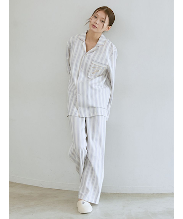 先染めストライプロングパンツ